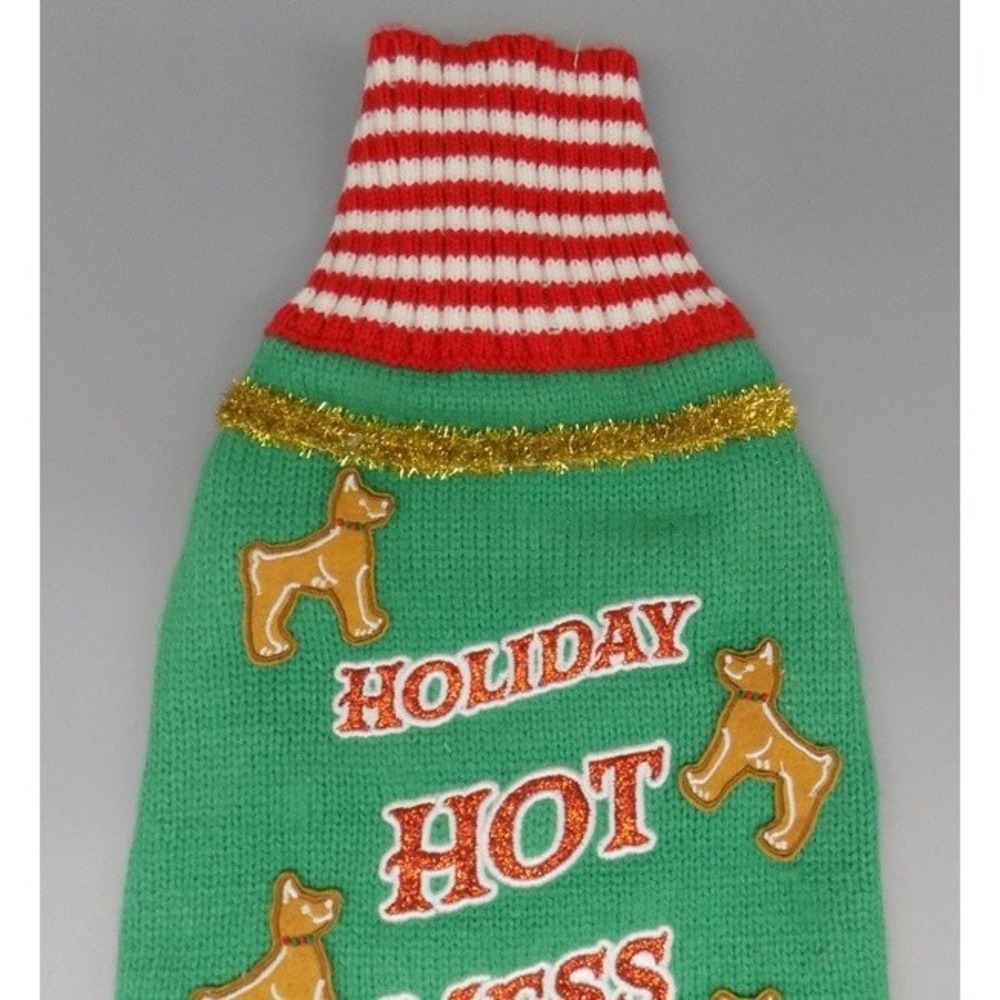 Dog Sweater Christmas Size Small Holiday Hot Mess Merry & Bright 15" Long Ugly - Picture 2 of 11